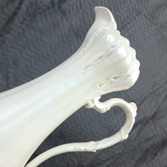 Vintage 1969 Signed Frances Coker 12” White Ceramic Pitcher Rococo Art Pottery - Picture 10 of 15